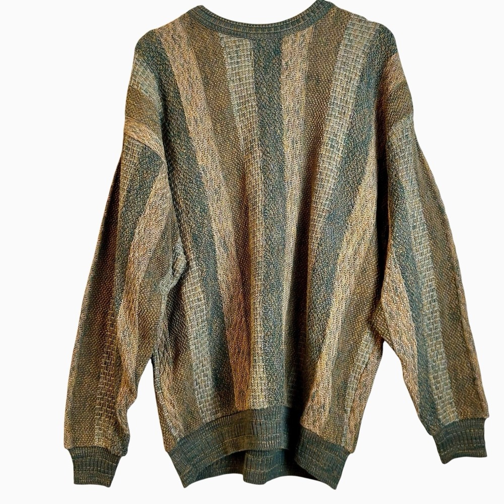 Croft & Barrow Men's Large 3D Knit Sweater Multicolor Stripe 90s Coogi Style